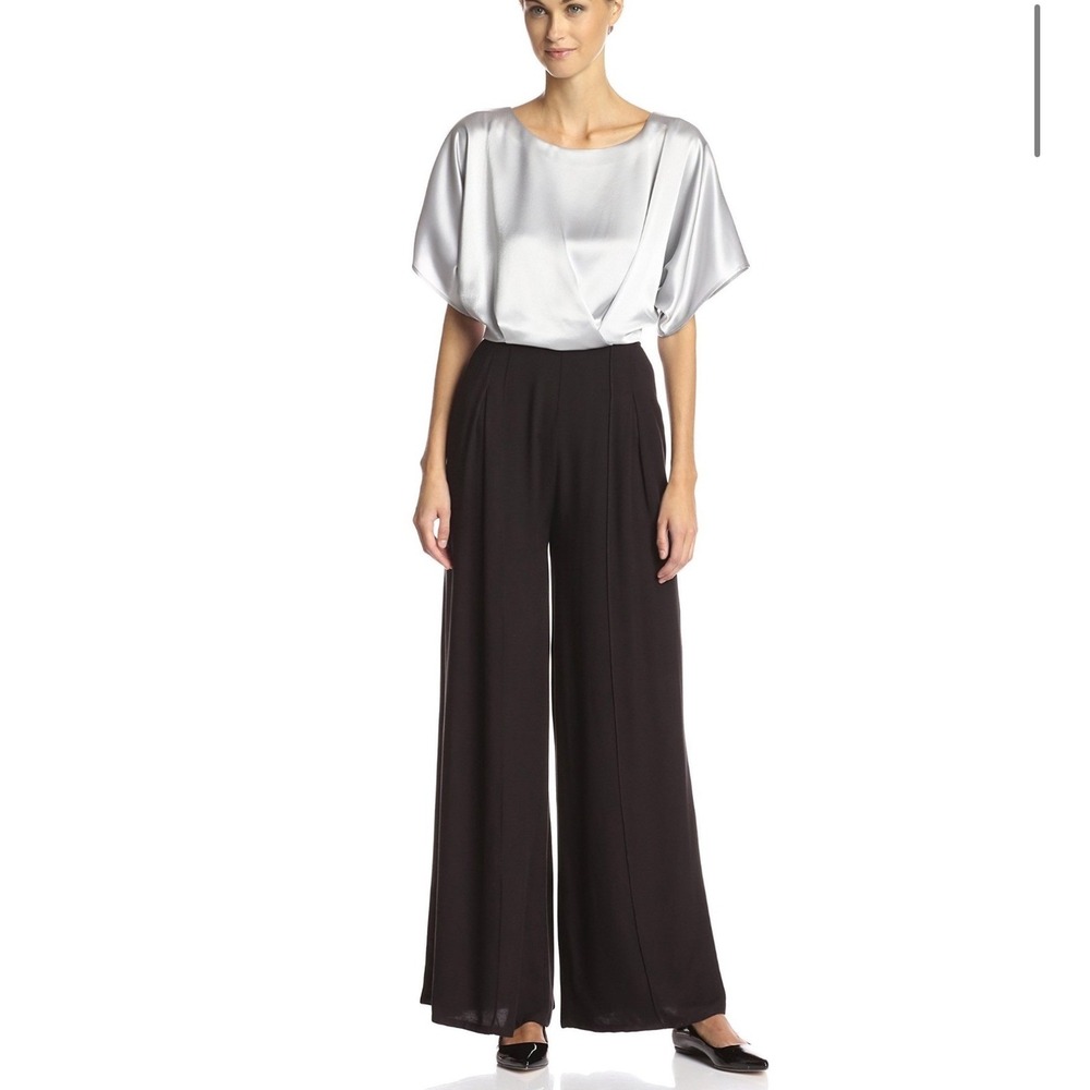 ABS Allen Schwartz white and black wide leg jumper size 10 open back y2k 2000s‎